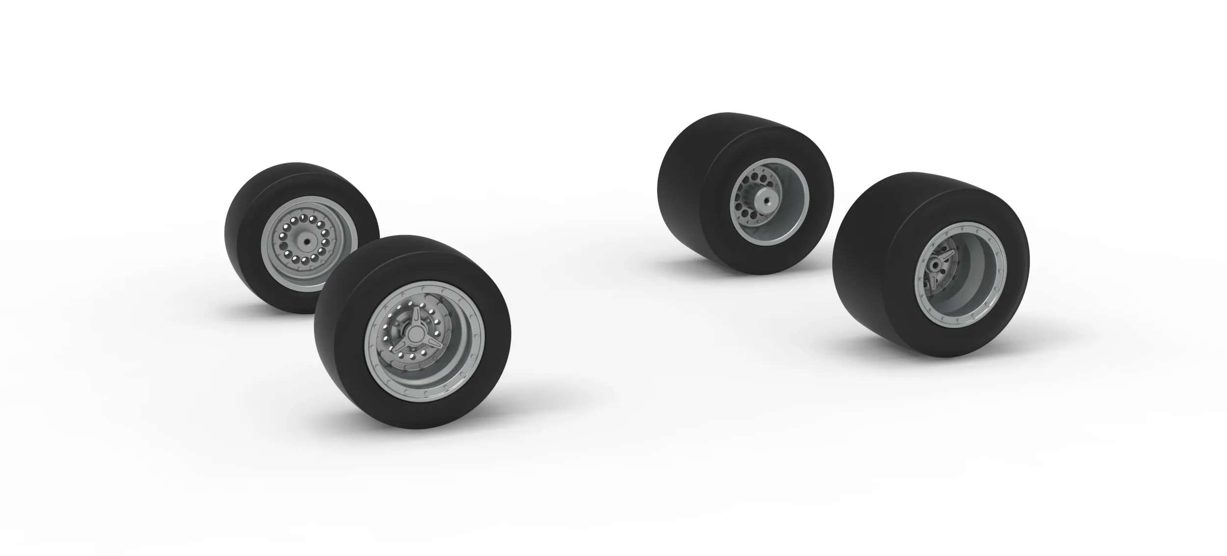 Wheel Set of Vintage Pavement Sprint car Scale 1 to 25 3D Print Model .c4d .max .obj .3ds .fbx .stl .blend 