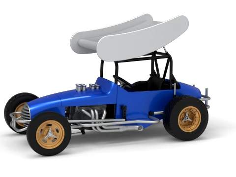 Vintage Winged Supermodified stock car for Dirt Version 2 Scale 1 to 25 3Dプリントモデル