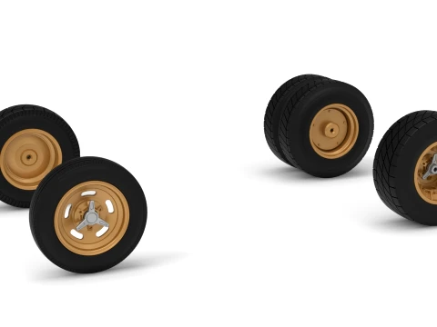 Wheel Set of Vintage Dirt Supermodified stock car Version 2 Scale 1 to 25 3Dプリントモデル