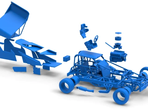 BriSCA Formula 1 Stock Car for Dirt Version 2 Scale 1 to 25 3D Print Model