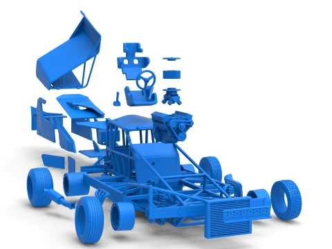 BriSCA Formula 1 Stock Car for Dirt Version 2 Scale 1 to 25 3D Print Model