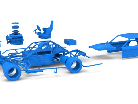 Vintage Asphalt Modified stock car V13 Scale 1 to 25 3D Print Model