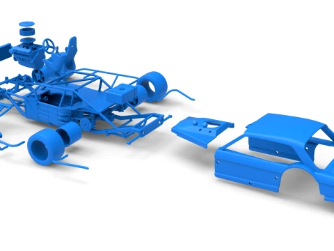 Vintage Asphalt Modified stock car V13 Scale 1 to 25 3D Print Model