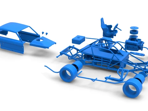 Vintage Asphalt Modified stock car V13 Scale 1 to 25 3D Print Model