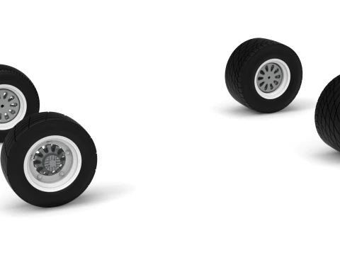 Wheel Set of Vintage Dirt Modified stock car Scale 1 to 25 Model do druku 3D