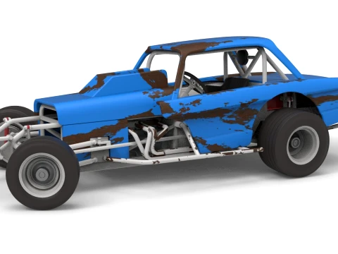 Vintage Dirt Modified stock car Version 10 while turning Scale 1 to 25 Model do druku 3D