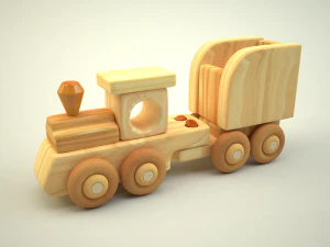drewniany pociąg Model 3D