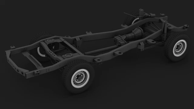 chassis and wheels toyota lc 80-105 3D Model .c4d .max .obj .3ds .fbx .stl .blend
