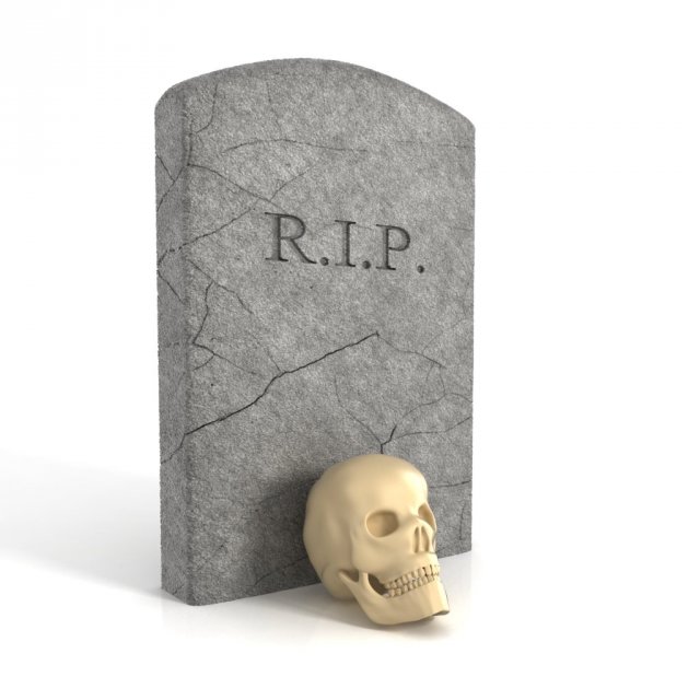 skull and gravestone 3D-Modell .c4d .max .obj .3ds .fbx .stl .blend 