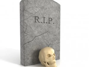 skull and gravestone 3D Model