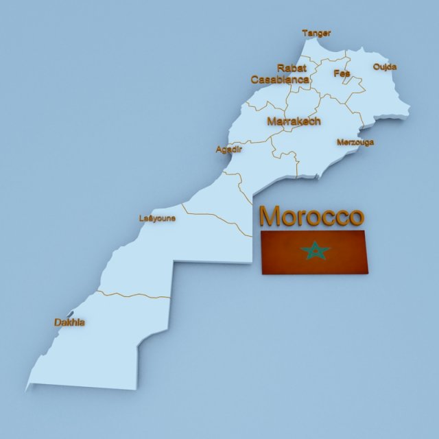 morocco country map 3D 模型 .c4d .max .obj .3ds .fbx .stl .blend 