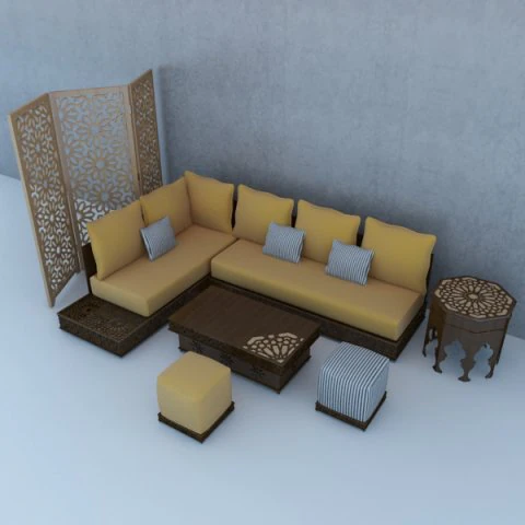 traditional moroccan lounge complet 3D Model .c4d .max .obj .3ds .fbx .stl .blend