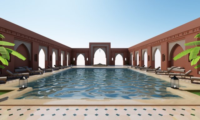traditional moroccan pool marrakech 3D Model .c4d .max .obj .3ds .fbx .stl .blend 