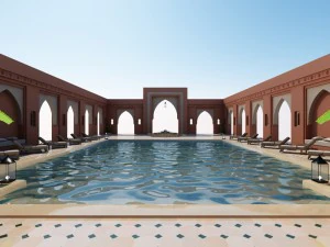 tradizionale piscina marocchina a marrakech Modello 3D