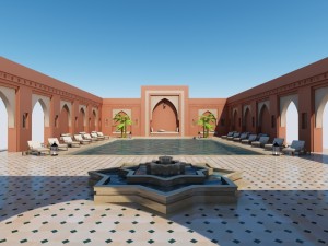 traditional moroccan pool marrakech 3D Model