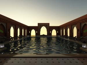 traditional moroccan pool marrakech 3D Model