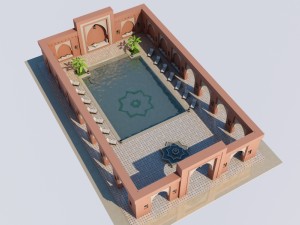 traditional moroccan pool marrakech 3D Model