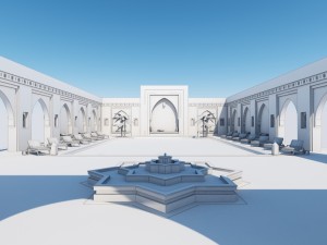 traditional moroccan pool marrakech 3D Model