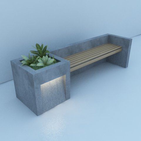 modern bench street and garden Model 3D .c4d .max .obj .3ds .fbx .stl .blend 