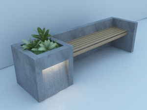 modern bench street and garden 3D Model