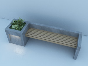 modern bench street and garden Model 3D