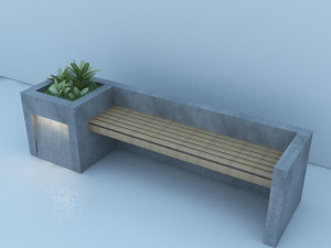 modern bench street and garden Model 3D