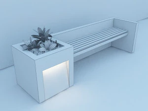modern bench street and garden 3D Model