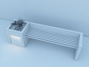 modern bench street and garden Model 3D