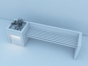 modern bench street and garden 3D Model