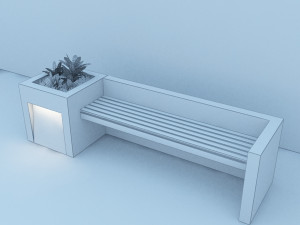 modern bench street and garden Model 3D