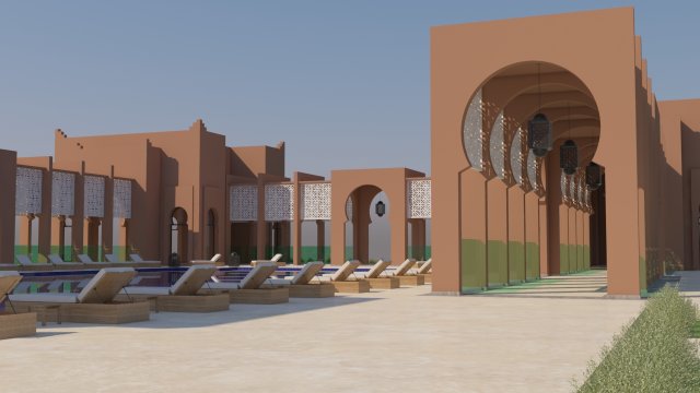 traditional moroccan pool style tamouda bay 3Dモデル .c4d .max .obj .3ds .fbx .stl .blend 