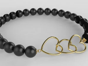 3D модель браслета в виде сердца из золота и серебра 3D Принт Модель