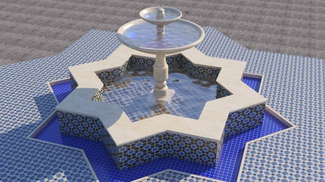 traditional moroccan fountain 3D Модель .c4d .max .obj .3ds .fbx .stl .blend 