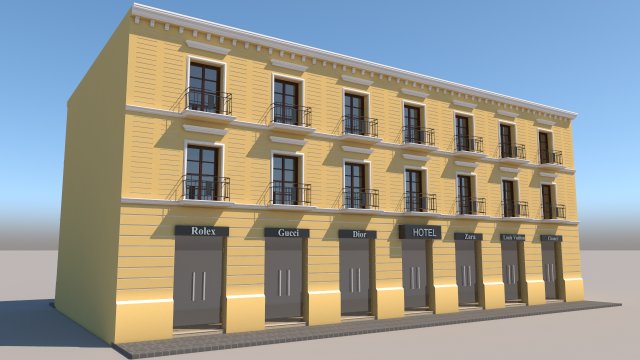 mexican hotel 2 faces 3D Model .c4d .max .obj .3ds .fbx .stl .blend
