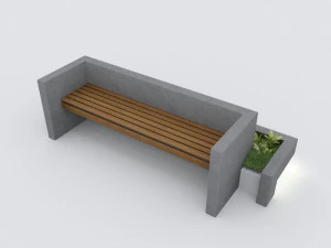 modern bench street and garden 3 3D Model
