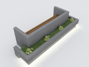 modern bench street and garden 3 3D 모델