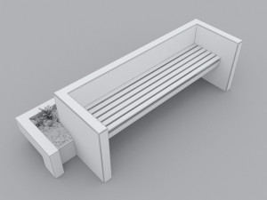 modern bench street and garden 3 3D 모델