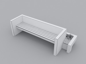 modern bench street and garden 3 3D 모델