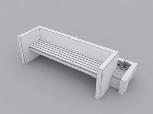 modern bench street and garden 3 3D Model