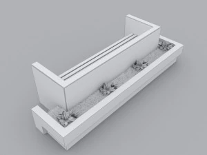 modern bench street and garden 3 3D Model