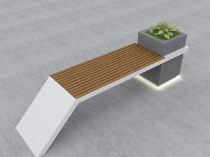 modern bench street and garden 4 3D Model