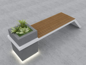modern bench street and garden 4 3D Model