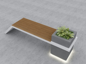 modern bench street and garden 4 3D Model