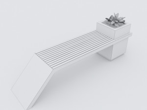modern bench street and garden 4 3D Model