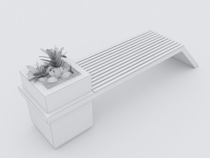 modern bench street and garden 4 3D Model