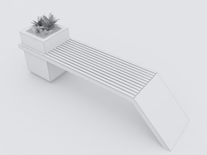 modern bench street and garden 4 3D Model