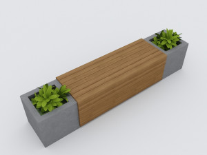 modern bench street and garden 6 3D Model