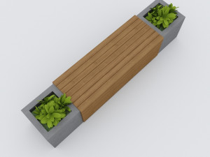 modern bench street and garden 6 Modelo 3D