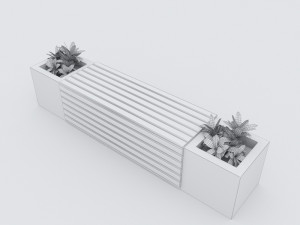 modern bench street and garden 6 Modelo 3D