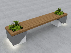 современная скамейка на улице и в саду 7 3D Модель